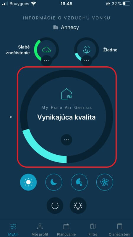 home page of Pure Air app